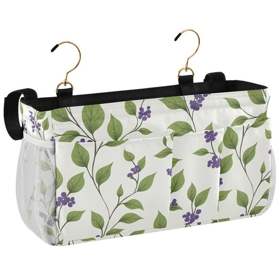 Ryvnso Bedside Caddy Leaf Green Bedside Storage Bag Hanging Organizer