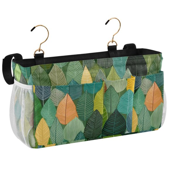 Ryvnso Bedside Caddy Leaves Green Bedside Storage Bag Hanging Organizer
