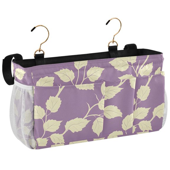Ryvnso Bedside Caddy Leaves Retro Bedside Storage Bag Hanging Organizer