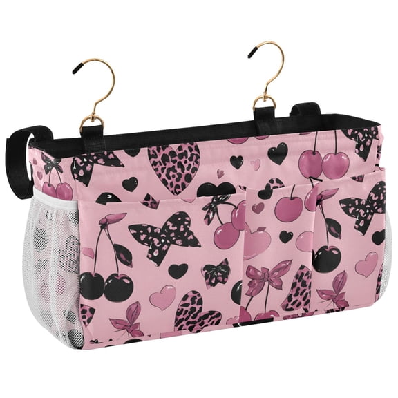 Ryvnso Bedside Caddy Leopard Hearts Bedside Storage Bag Hanging Organizer