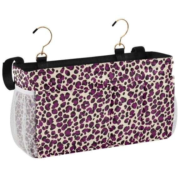 Ryvnso Bedside Caddy Leopard Purple-p1 Bedside Storage Bag Hanging Organizer