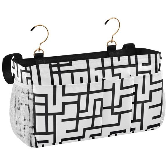 Ryvnso Bedside Caddy Line Pattern Bedside Storage Bag Hanging Organizer
