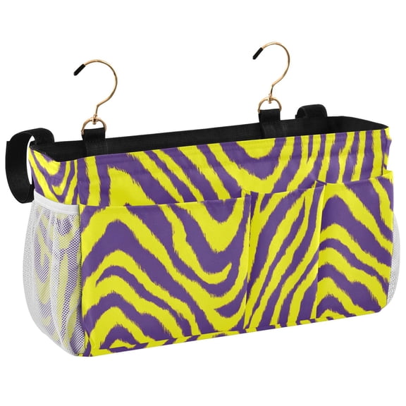 Ryvnso Bedside Caddy Purple Zebra Pattern Bedside Storage Bag Hanging Organizer