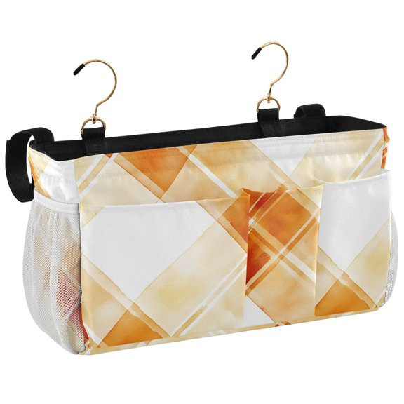 Ryvnso Bedside Caddy Retro Checkered Grid-c1 Bedside Storage Bag Hanging Organizer