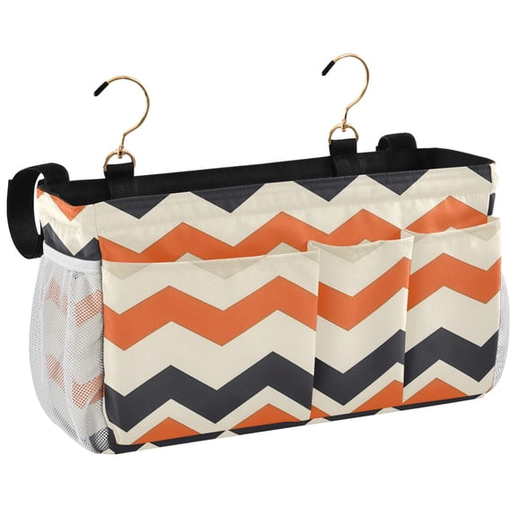 Ryvnso Bedside Caddy Retro Zigzag Bedside Storage Bag Hanging Organizer