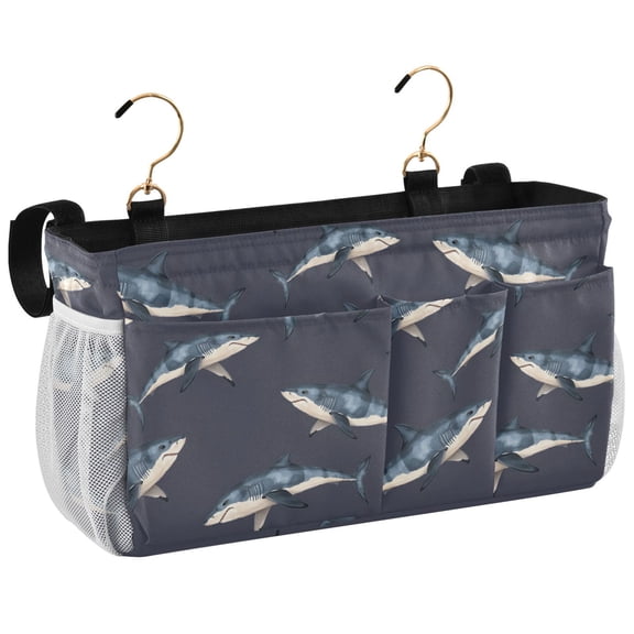 Ryvnso Bedside Caddy Sharks Paint Bedside Storage Bag Hanging Organizer