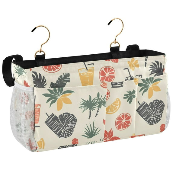 Ryvnso Bedside Caddy Summer Tropical Bedside Storage Bag Hanging Organizer