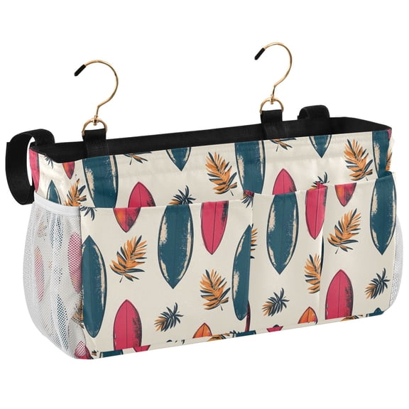 Ryvnso Bedside Caddy Surfboard Palm Leaves Bedside Storage Bag Hanging Organizer