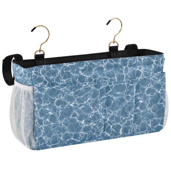 Ryvnso Bedside Caddy Texture Blue Bedside Storage Bag Hanging Organizer