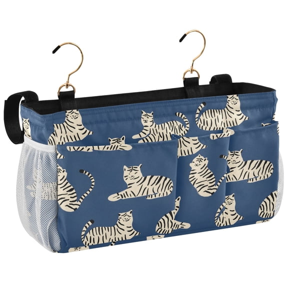 Ryvnso Bedside Caddy Tiger on Blue Bedside Storage Bag Hanging Organizer