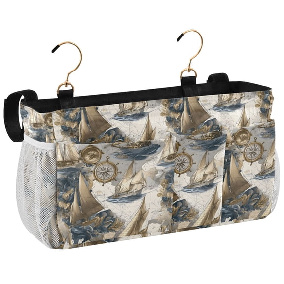 Ryvnso Bedside Caddy Vintage Sailboats Bedside Storage Bag Hanging Organizer