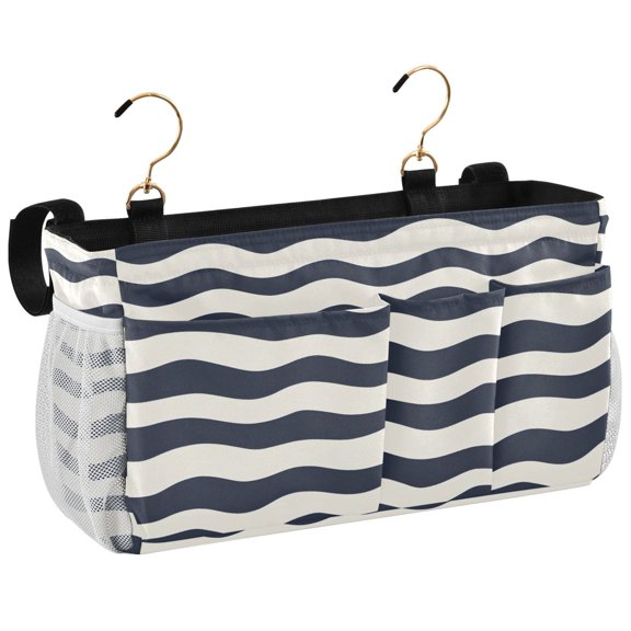 Ryvnso Bedside Caddy Wavy Pattern Bedside Storage Bag Hanging Organizer