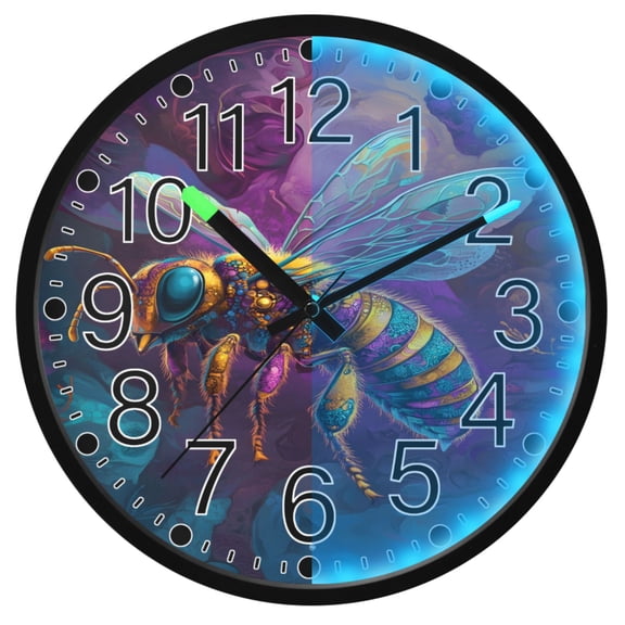 Ryvnso Bee on Marble 12 Inch Night Light Wall Clock Silent Battery Operated Luminous Clocks