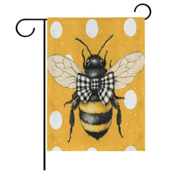 Ryvnso Bee on Polka Dots Garden Flag 12x18 Inch Double Sided Seasonal Yard Decoration