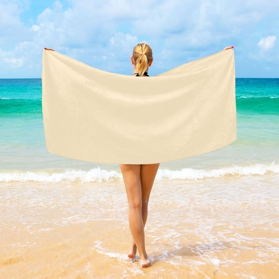 Ryvnso Beige Oversized Beach Towel Microfiber Bath Blankets Swimming Fitness 37" x 74"
