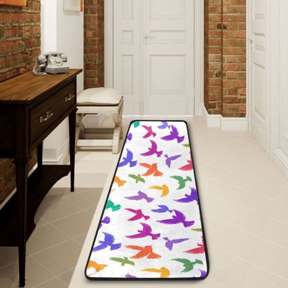Ryvnso Bird Pattern Hallway Runner Rugs Floor Carpet Non Slip Entryway Mat 2' x 6'