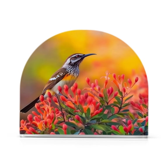 Ryvnso Bird Sitting on Flower Acrylic Napkin Holder Table Kitchen Paper Tissue Organization