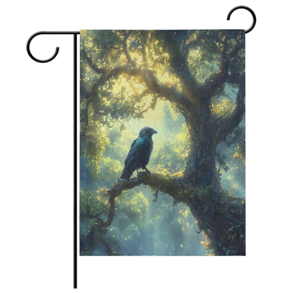 Ryvnso Bird Sunset Forest Pattern Garden Flag 28x40 Inch Double Sided Seasonal Yard Decoration