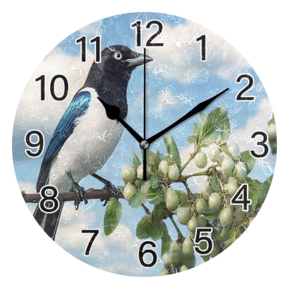 Ryvnso Bird on Branch Wall Clock Non Ticking Silent Kitchen Clock Battery Operated Clocks 10 inch