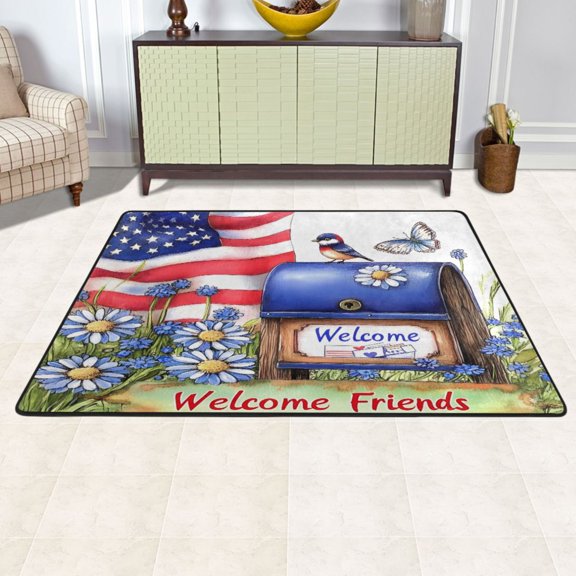 Ryvnso Bird on Mailbox Area Floor Mats Large Nursery Rugs Non-Slip Carpets Doormat 72" x 48"