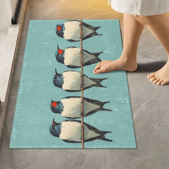 Ryvnso Birds Bathroom Shaggy Rugs Toilet Rectangle Mat Soft Contour Rug 24"x16"