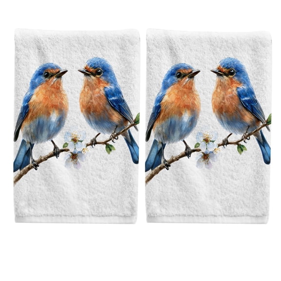 Ryvnso Birds Hand Towels Set for Bathroom Cotton Face Towel Decorative 15.5x29.5 inch