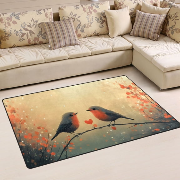 Ryvnso Birds on Branch Area Floor Mat Non-Slip Carpet Soft Rugs Doormats 60" x 39"