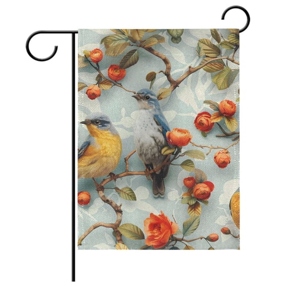 Ryvnso Birds on Flowers Garden Flag 12x18 Inch Double Sided Seasonal Yard Decoration