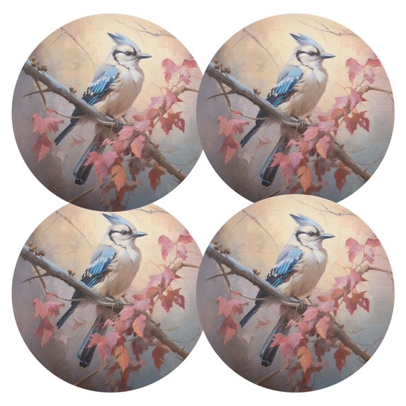 Ryvnso Birds on Tree Branch Round Plate Mats Dining Table Placemat Set of 4 for Holiday Decoration