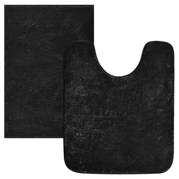 Ryvnso Black Bathroom Shaggy Rugs Toilet Mat Soft Contour Rug