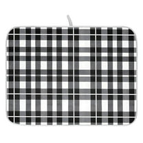 Ryvnso Black Checkered Pattern Dish Drying Mat for Kitchen Countertop 16x18 Small Dish Pad Drainer Rack Dish Sink Mats