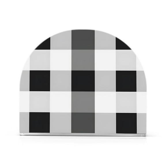 Ryvnso Black Grey White Checkered Pattern Acrylic Napkin Holder Table Kitchen Paper Tissue Organization 1 Pack