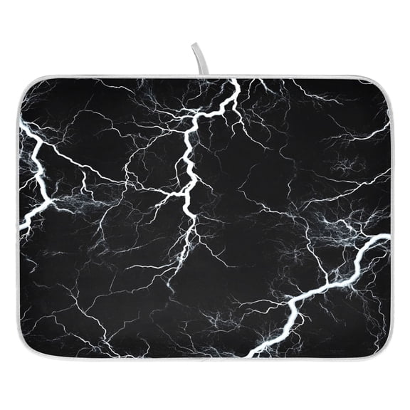 Ryvnso Black Marble Dish Drying Mat for Kitchen Countertop 16x18 Small Dish Pad Drainer Rack Dish Sink Mats
