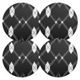 thumbnail image 1 of Ryvnso Black White Plaid Checkered Round Plate Mats Dining Table Placemat Set of 4 for Holiday Decoration, 1 of 7