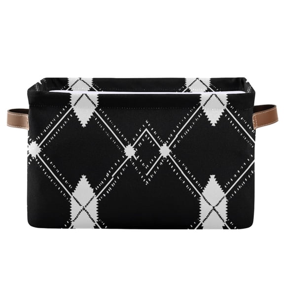 Ryvnso Black White Plaid Checkered Storage Basket Large Bin Foldable Boxes Toys Organizer 14.2x10.2x8.3in 1 PC