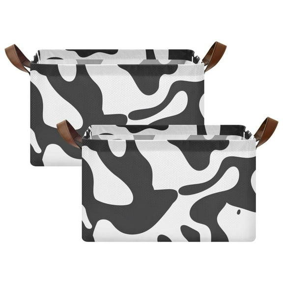 Ryvnso Black and White Graffiti Storage Bins Large Basket Foldable Cube Toys Organizer with Handles 2 PCs