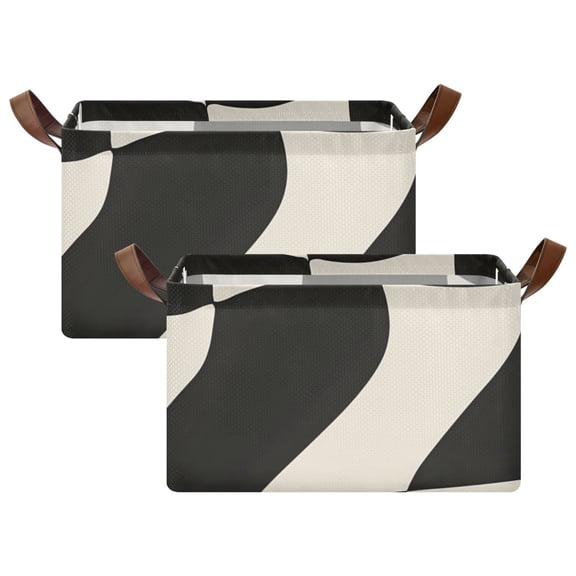 Ryvnso Black and White Plaid Pattern Storage Bins Large Basket Foldable Cube Toys Organizer with Handles 2 PCs