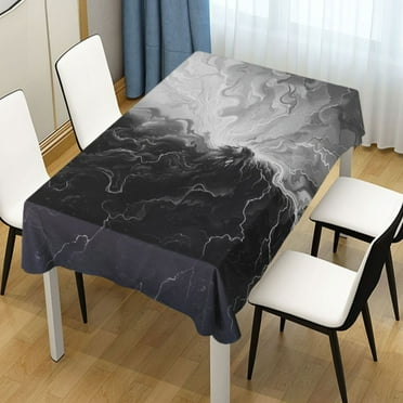 Ryvnso Black and White Rectangle Table Cloth Tablecover Dinning Tablecloth 54"x72"