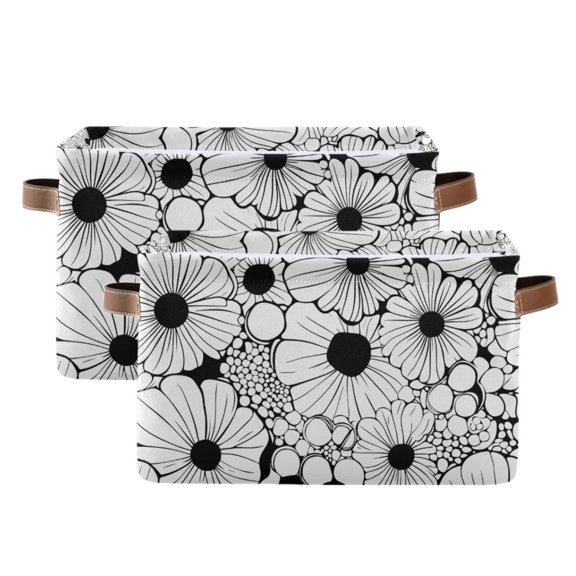 Ryvnso Bloom Flower Storage Basket Large Bin Foldable Boxes Toys Organizer 14.2x10.2x8.3in 2 PCs