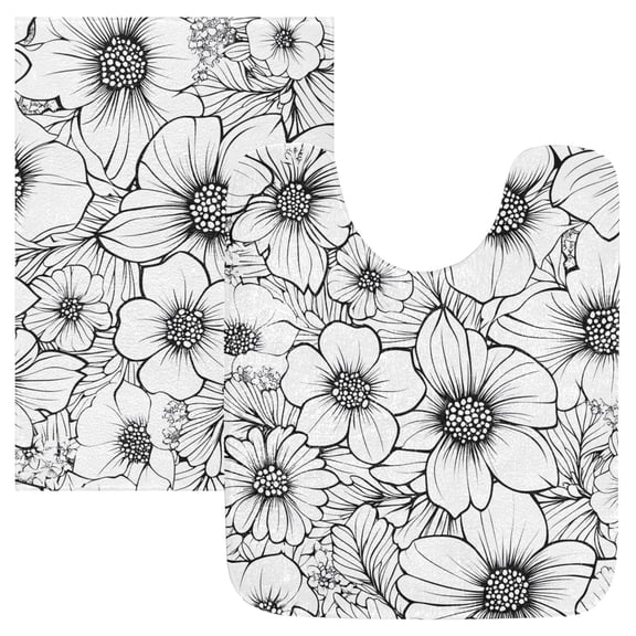 Ryvnso Blooming Flowers Bathroom Shaggy Rugs Toilet Mat Soft Contour Rug