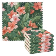 Ryvnso Blossoming Lily Flower Leaves Kitchen Towels Dish Clothes for Drying Dishes Cleaning Absorbent Set of 6