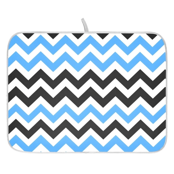Ryvnso Blue Black Lines Dish Drying Mat for Kitchen Countertop 18x24 Large Dish Pad Drainer Rack Dish Sink Mats