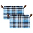 thumbnail image 1 of Ryvnso Blue Checkered Grid Pattern Storage Bins Large Basket Foldable Cube Toys Organizer with Handles 2 PCs, 1 of 8