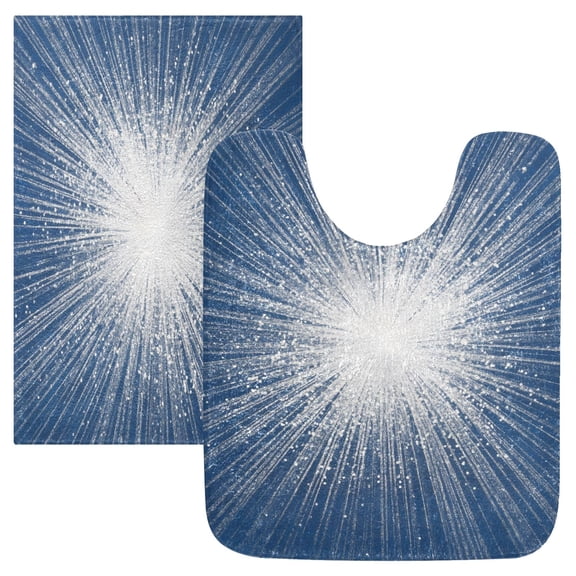 Ryvnso Blue Fireworks Pattern Bathroom Shaggy Rugs Toilet Mat Soft Contour Rug