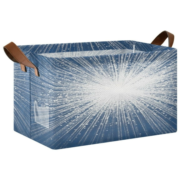 Ryvnso Blue Fireworks Pattern Storage Bins Large Basket Foldable Cube Toys Organizer with Handles 1 PC