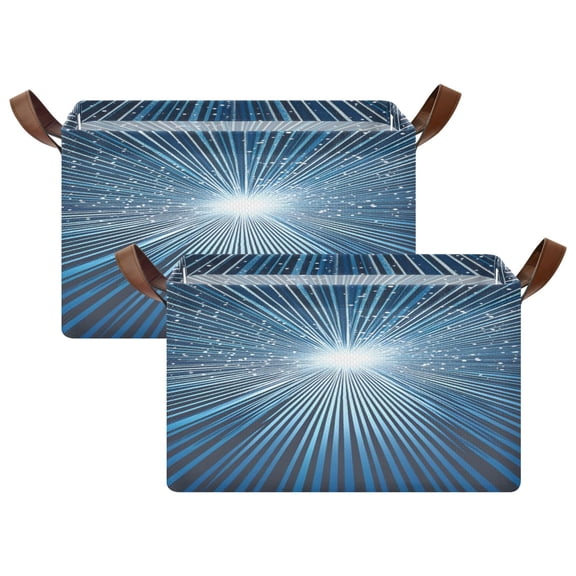 Ryvnso Blue Fireworks Stripes Storage Bins Large Basket Foldable Cube Toys Organizer with Handles 2 PCs