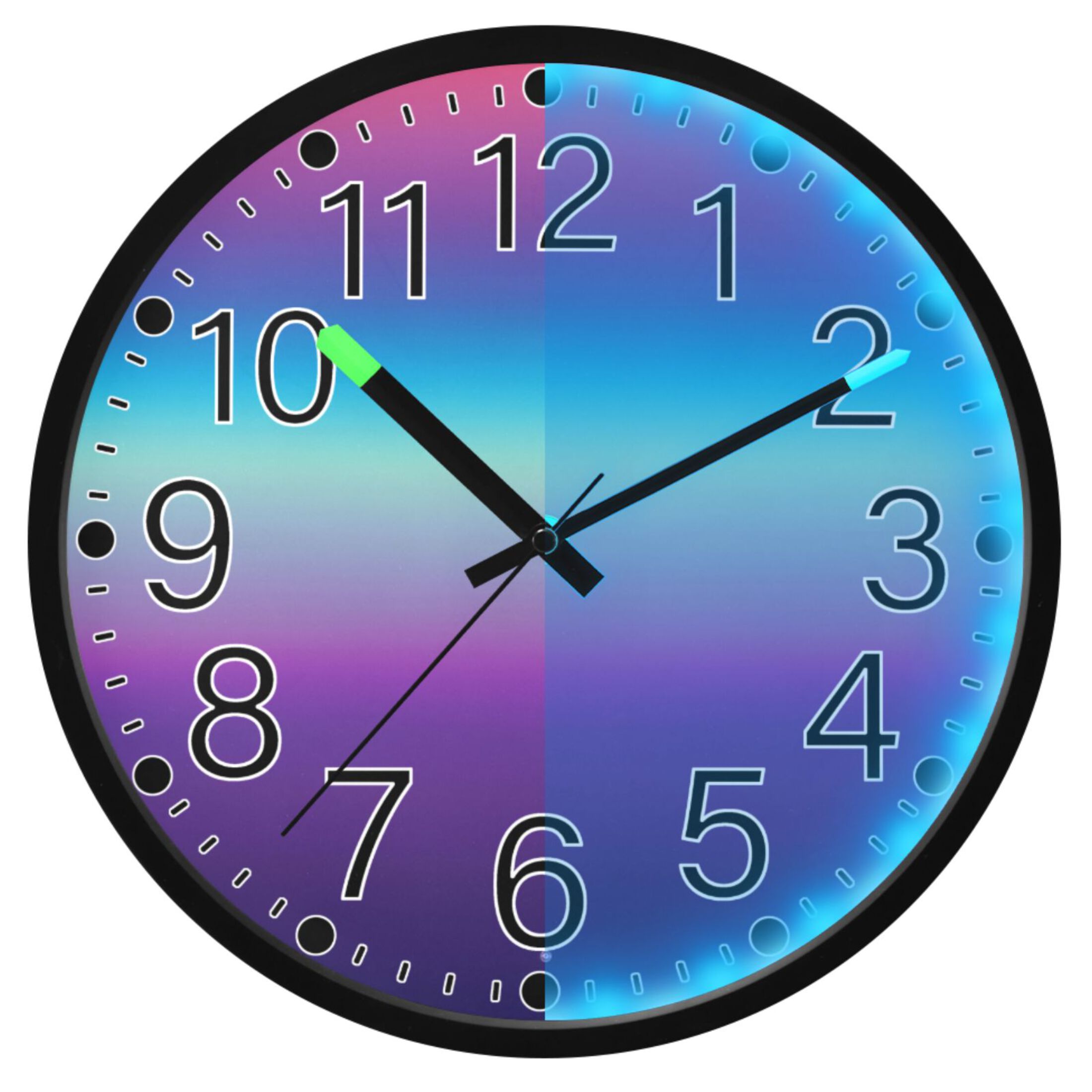 Ryvnso Blue Gradient 12 Inch Night Light Wall Clock Silent Battery ...