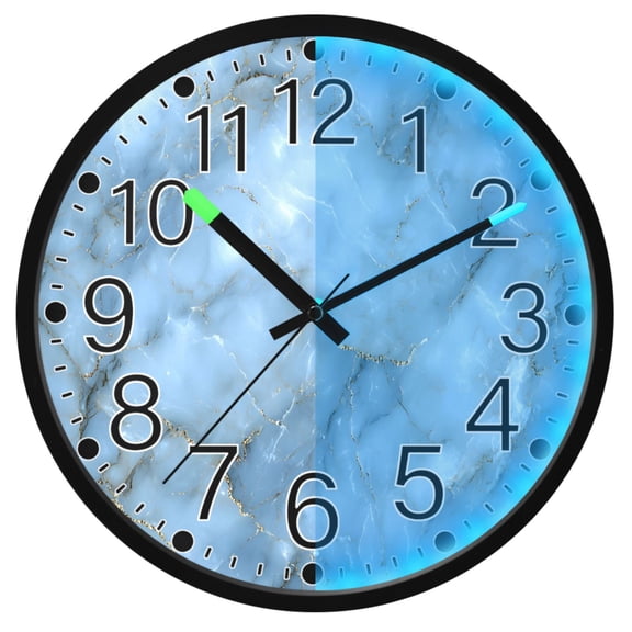 Ryvnso Blue Marble 12 Inch Night Light Wall Clock Silent Battery Operated Luminous Clocks