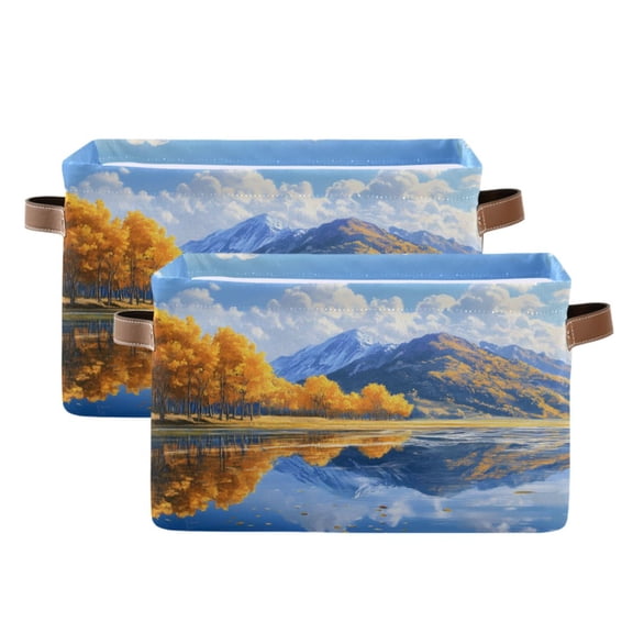 Ryvnso Blue Sky Clouds Landscape Storage Basket Large Bin Foldable Boxes Toys Organizer 14.2x10.2x8.3in 2 PCs