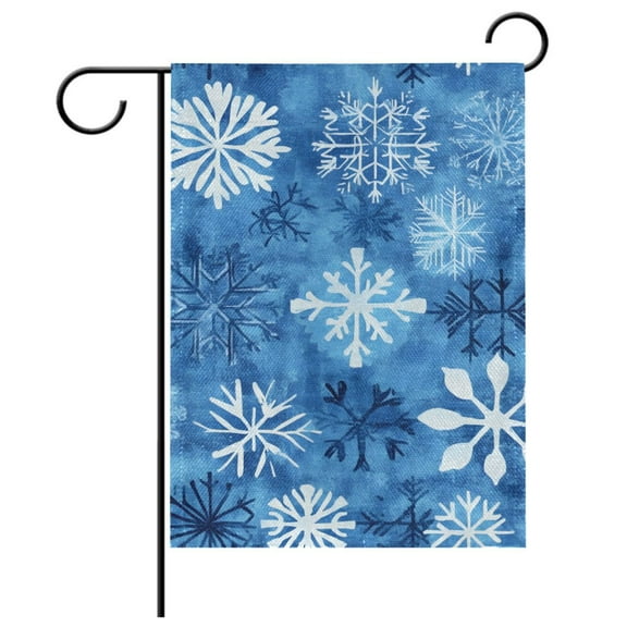 Ryvnso Blue Snowflakes Christmas Garden Flag 12x18 Inch Double Sided Seasonal Yard Decoration